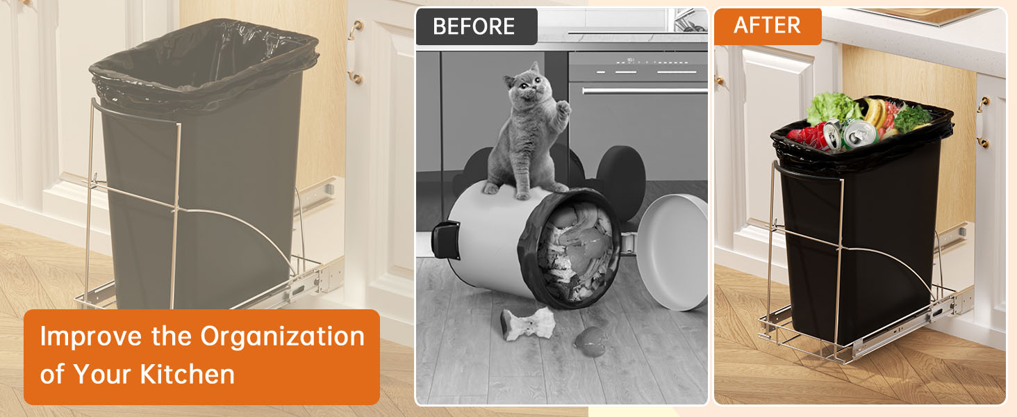 Heavy Duty Cabinet Trash Can Pull Out Kit