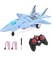 ele ELEOPTION RC Fighter Jet Toy Remote Control Plane Vehicle with Flashing Lights and Sound Heli...