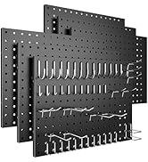 Spampur Peg Board, 6 Pack Metal Pegboard Panels White & Black Pegboards Wall Organizer with 50 Pc...