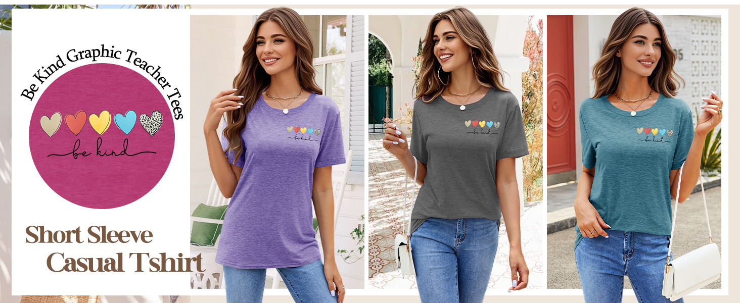 Anbech Be Kind Graphic Tshirt for Women