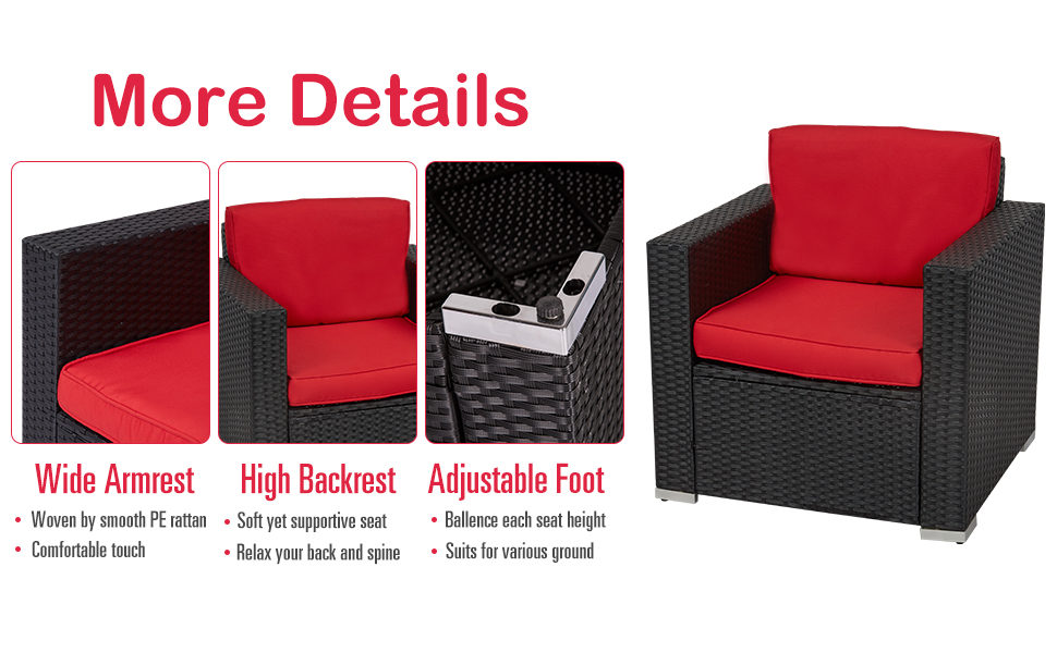 Kinsunny 4 PCs Outdoor Wicker Rattan Sofa Set Patio Furniture Wicker Sectional