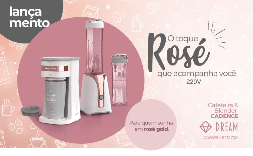 Kit Cadence Dream Rosé Gold - Blender e Cafeteira - 220V