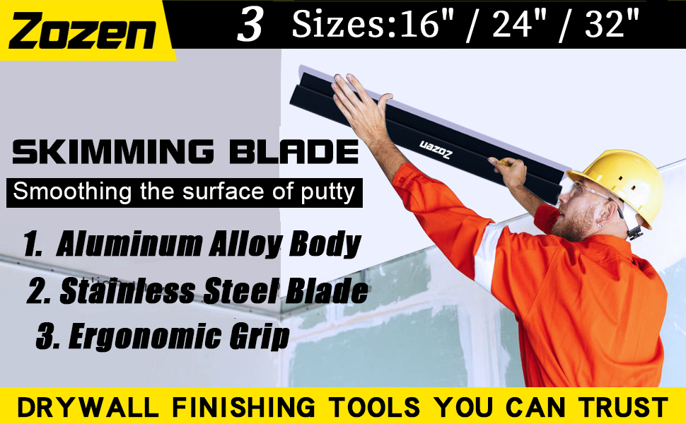 Zozen Drywall Skimming Blade 32in/80cm, All Body made of Aluminum Alloy