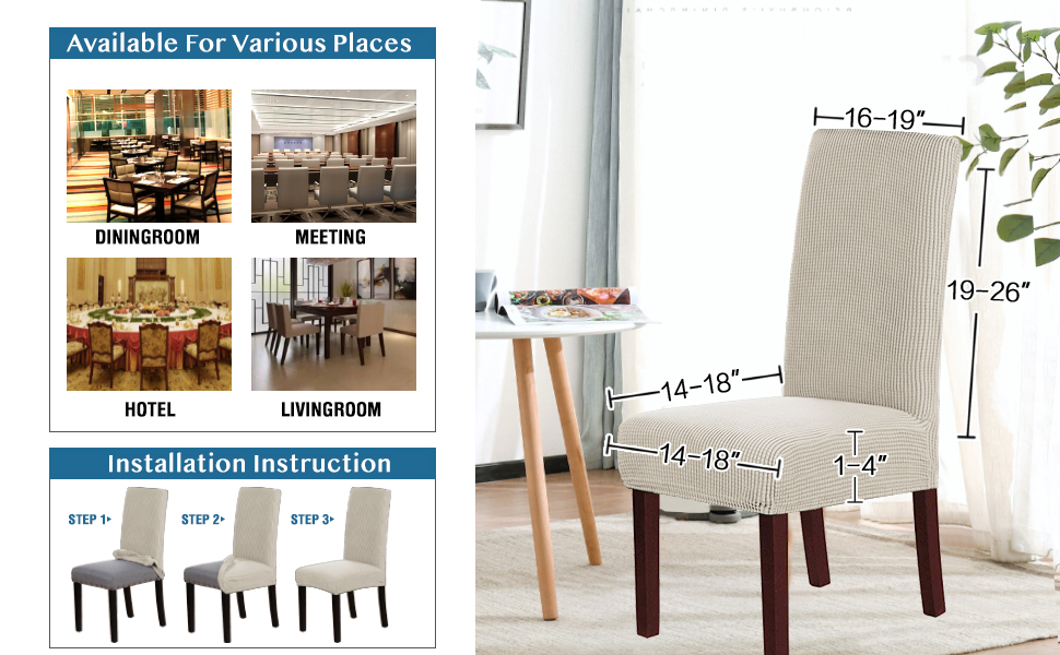 H.VERSAILTEX Stretch Dining Chair Covers Set of 2 Chair