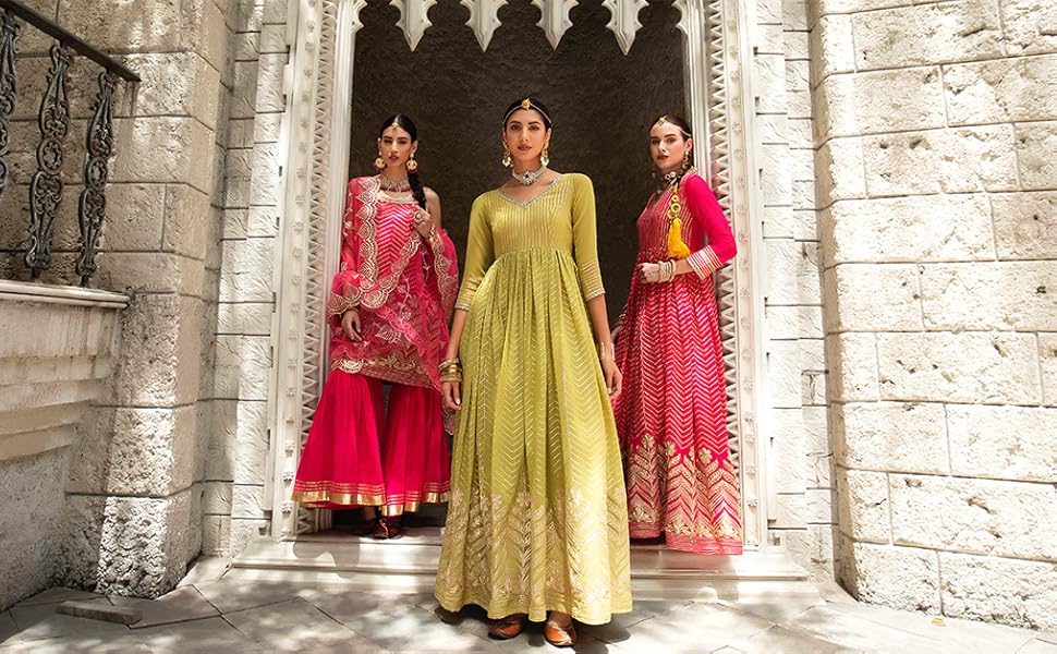 Kurta Set, Gown, Anarkali, Ethnic Set, Pakisthani, Kaftan, Chanderi , Rayon, Silk, Cotton