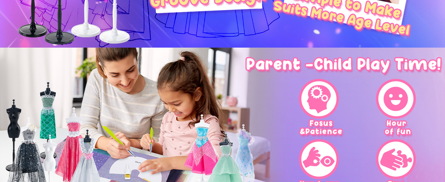Fashion Designer Kits for Girls - DIY Arts and Crafts Kit Doll Clothes Making Set
