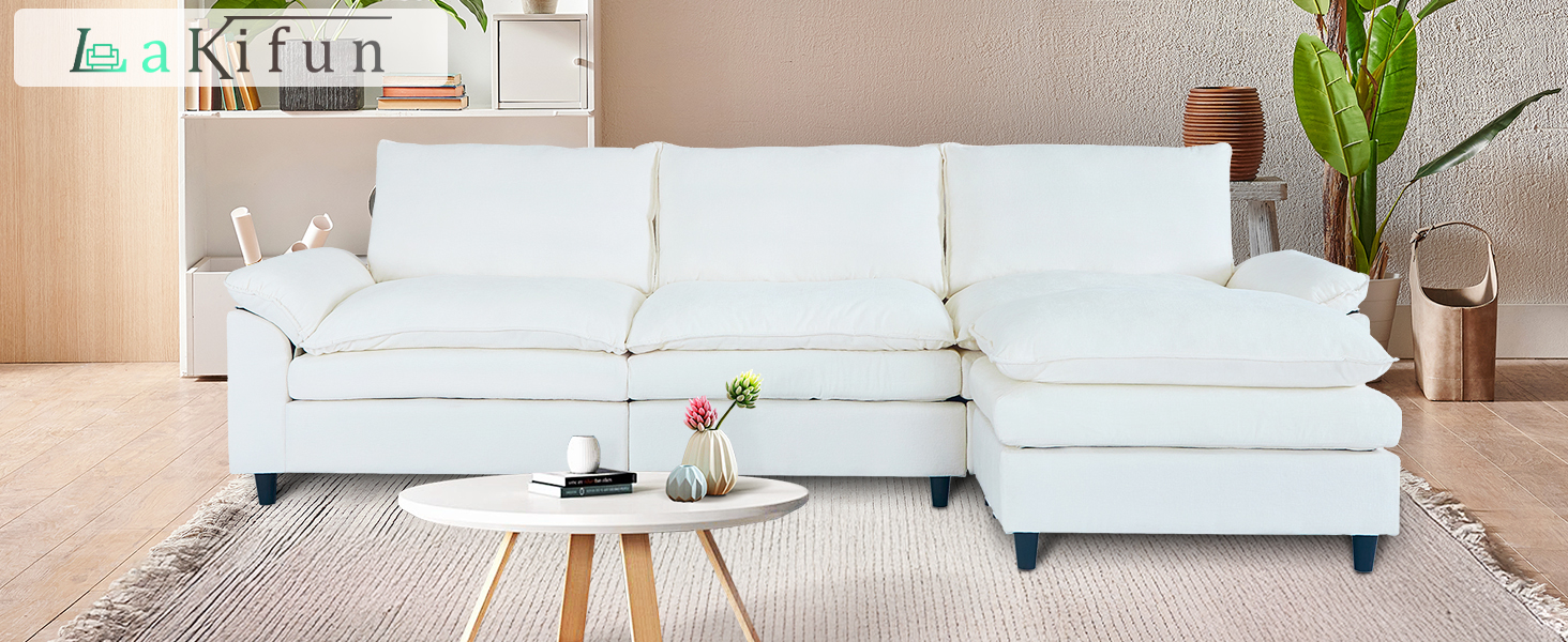 Modular Sectional Sofa, 113.5 Inch L Shaped Couch Set for