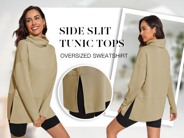 Amazon.com: Fisoew Women's Turtleneck Oversized Sweatshirt