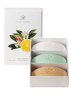 ACCA KAPPA Soap Collection Gift Set of White Moss, Green Mandarin and Sandalwood Soaps