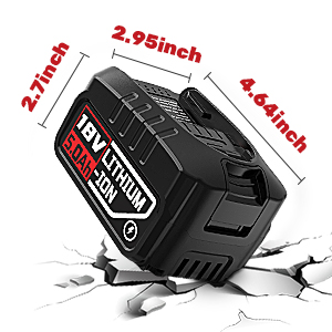 Appareil électronique ou bloc-batterie noir dont les dimensions sont indiquées : 2,2 pouces de hauteur et 2,95 pouces de largeur, affichées à travers la surface de rupture