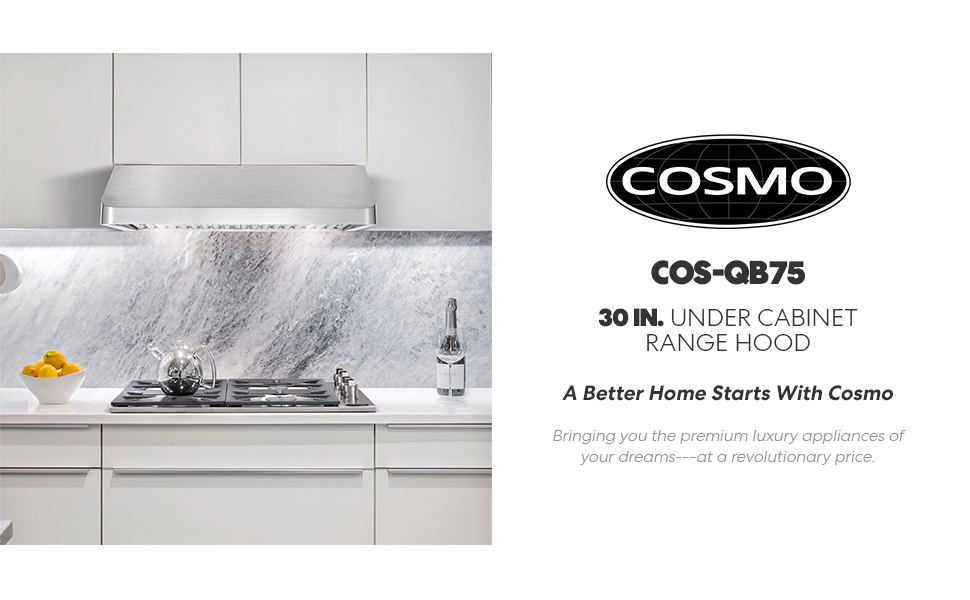 Cosmo QB75 30 in. Under Range Hood with Push Button Controls