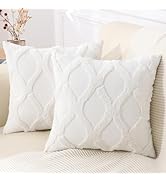 decorUhome Decorative Throw Pillow Covers 18x18 Set of 2, Soft Plush Faux Fur Wool Pillow Covers ...