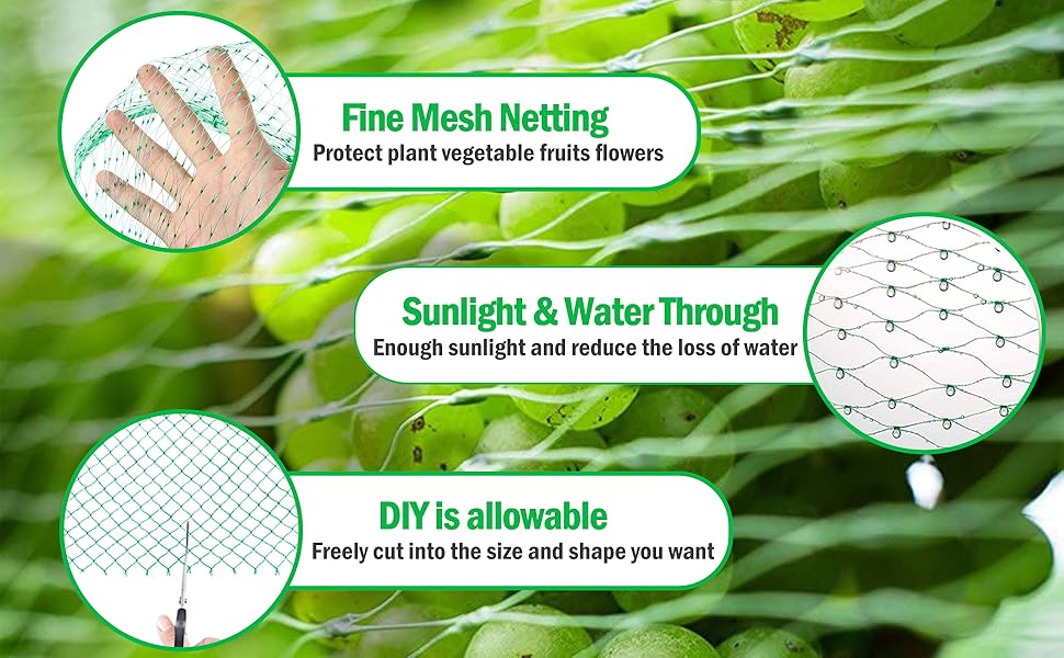 Garden Netting for Plants Fruit Veg Patch Grass Seeds, Anti Bird