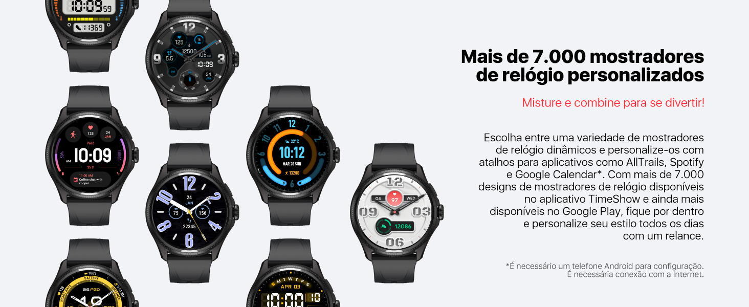 TicWatch Pro 5 Wear OS Smartwatch relógio inteligente GPS bússola 1.43" 5ATM Resistência à água