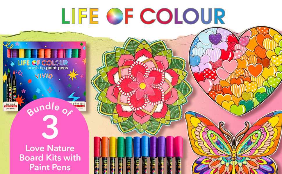 Life of Colour Painting Kit Set of 3 Shaped Boards with