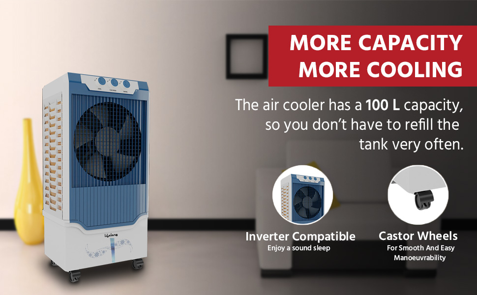 Lifelong 100L Air Cooler with Water Level Indicator, Ice Chamber, Multi