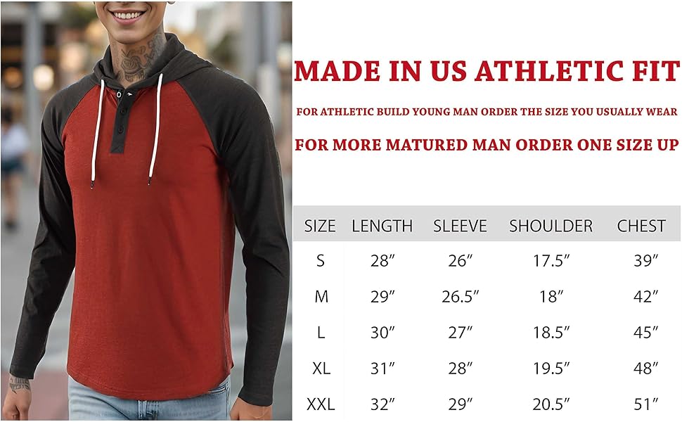 Mens Hoodies Henley Lightweight Shirts Casual Athletic Baseball Fashion with Raglan Long Sleeve