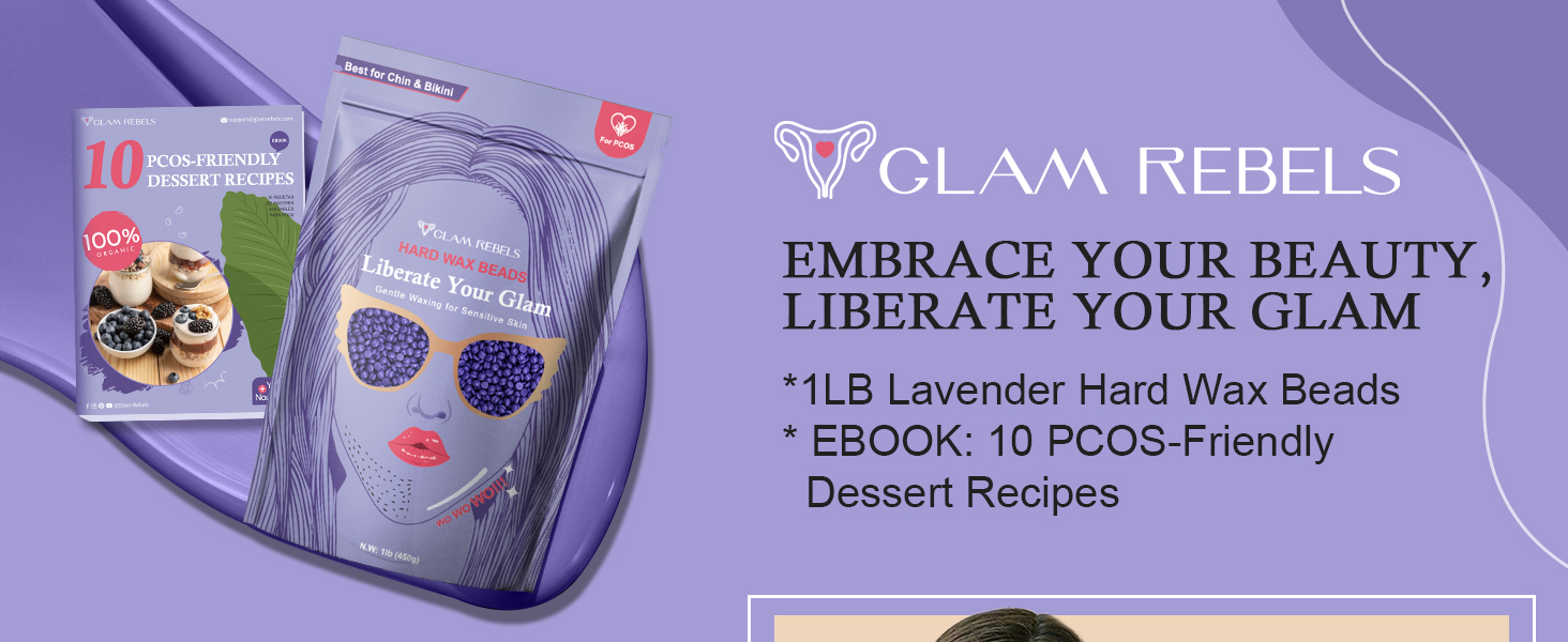GLAM REBELS PCOSWAX Hard Wax Beads, 1lb Lavender Wax Beans