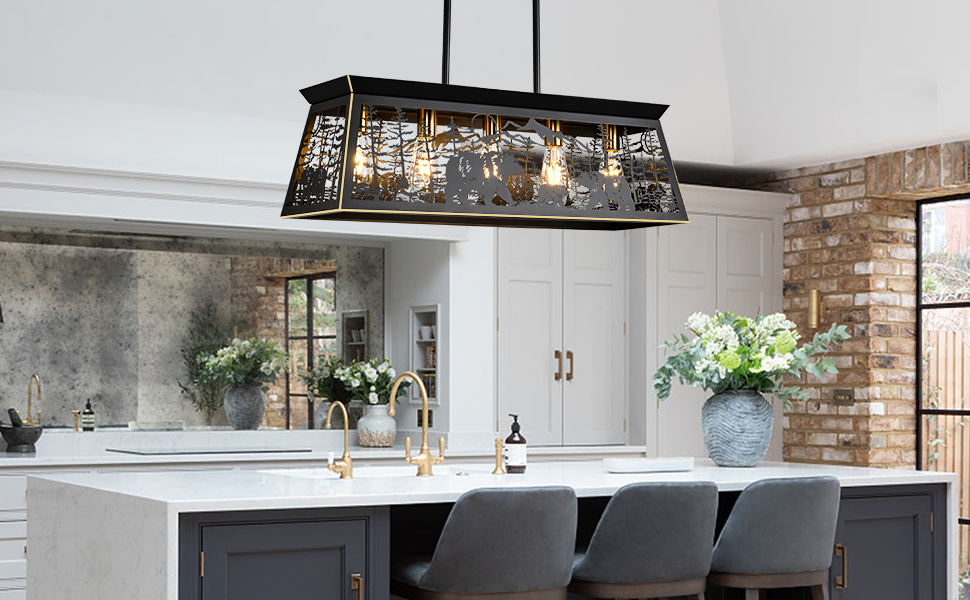 linear chandeliers for dining room