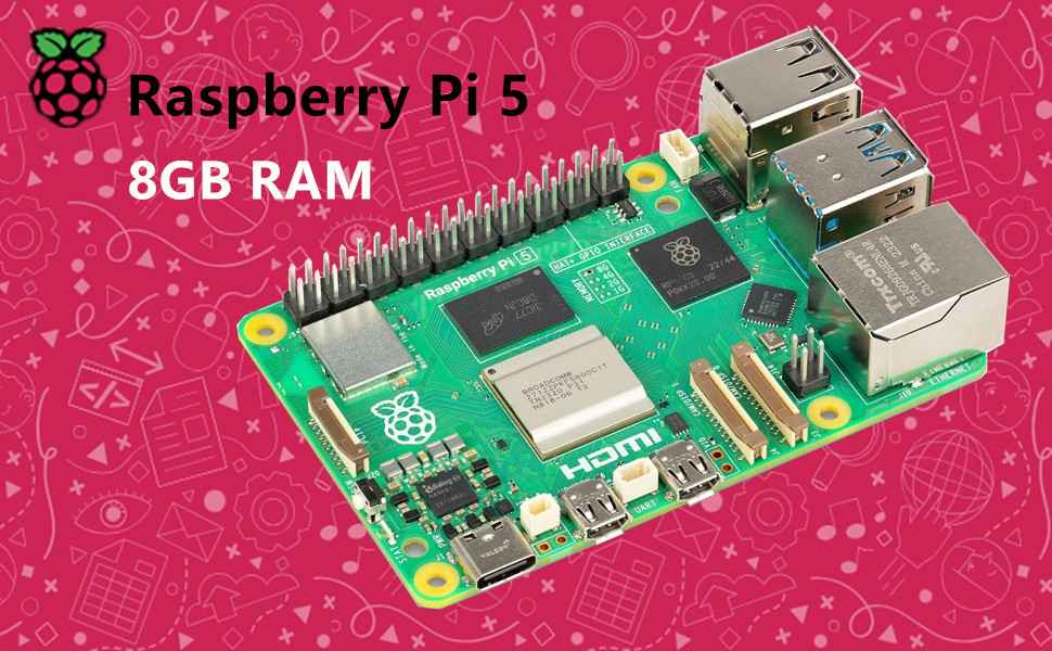 Tishvi Raspberry Pi 5 8GB RAM, SBC, All New Raspberry Pi Desktop ...