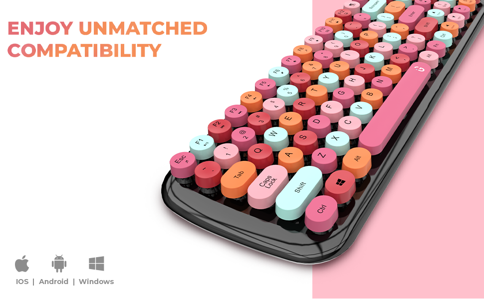 KeyBee Retro Typewriter Inspired 2.4GHz Wireless Keyboard and Mouse Combo