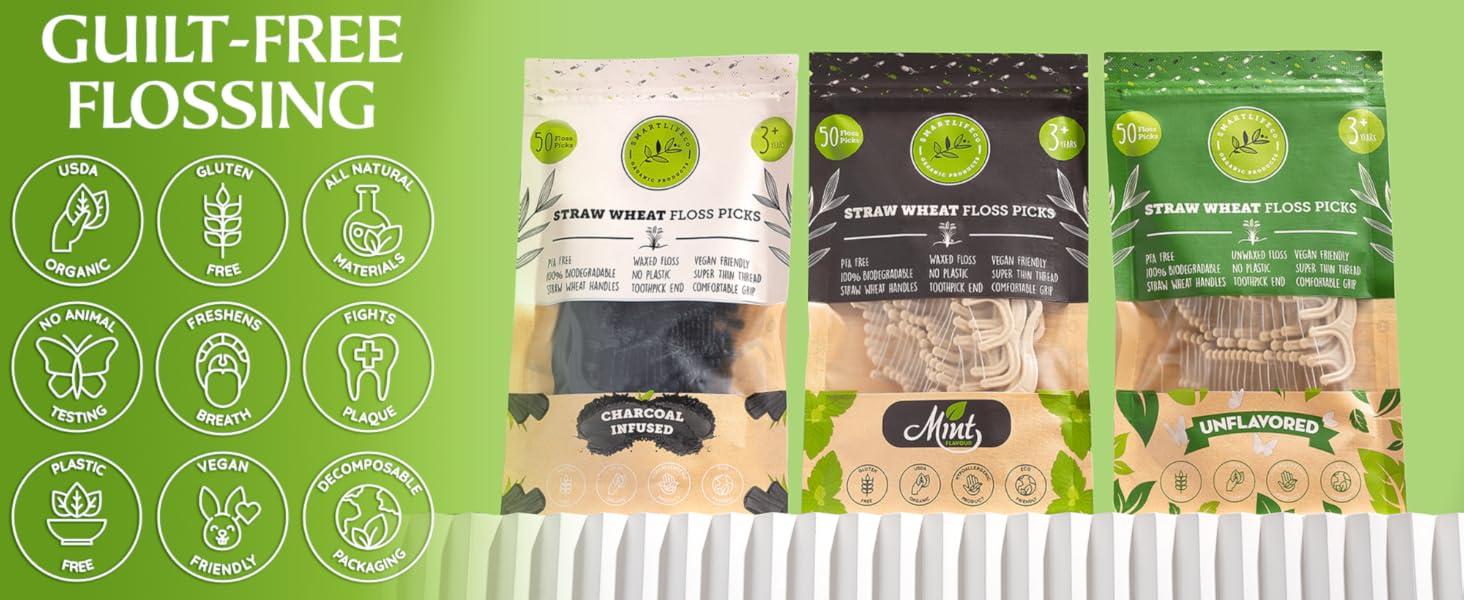 Organic vegan friendly gluten free flossers which are plastic free!