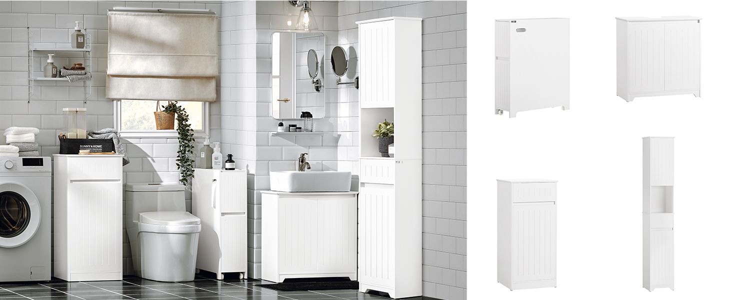 ein weißes Badezimmer mit Waschbecken und Spiegel.