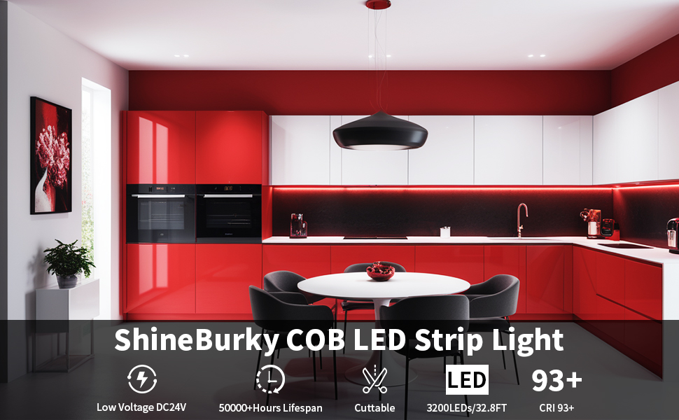 cob led strip light 32.8ft cuttable red diffused led light strip