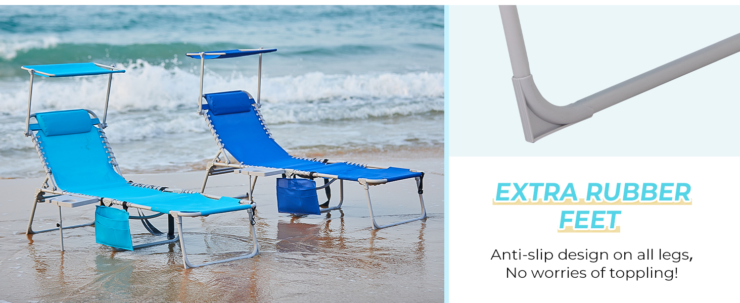 WEJOY Chaise Lounge Chair with Canopy and Side Table for Outdoor