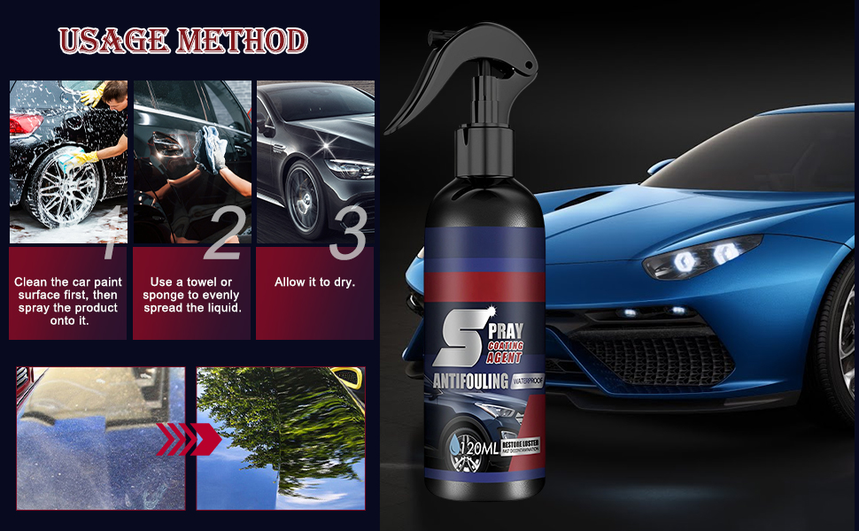 2 Sets 3 in 1 High Protection Quick Car Coating Spray, Waterless Wash