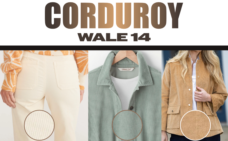 Corduroy Fabric 14 Wale Apparel 280GSM Solid Color by