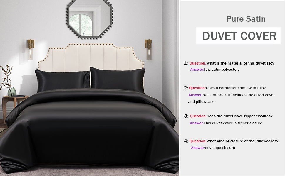 pure satin duvet cover black