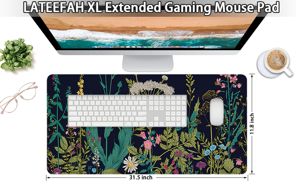 LATEEFAH Gaming Mouse Pad, Desk Pad for Keyboard and Mouse