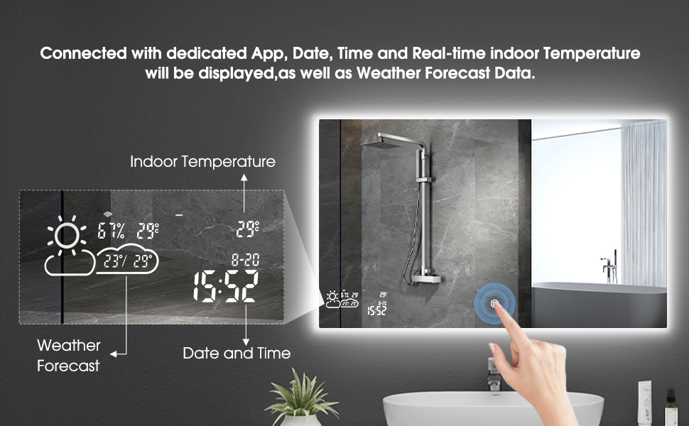 BYECOLD Smart Bathroom Mirror with Bluetooth WiFi Enabled