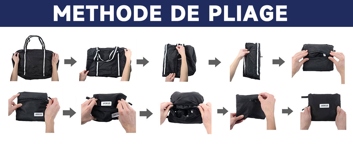Sac fourre-Tout de Voyage METHODE DE PLIAGE