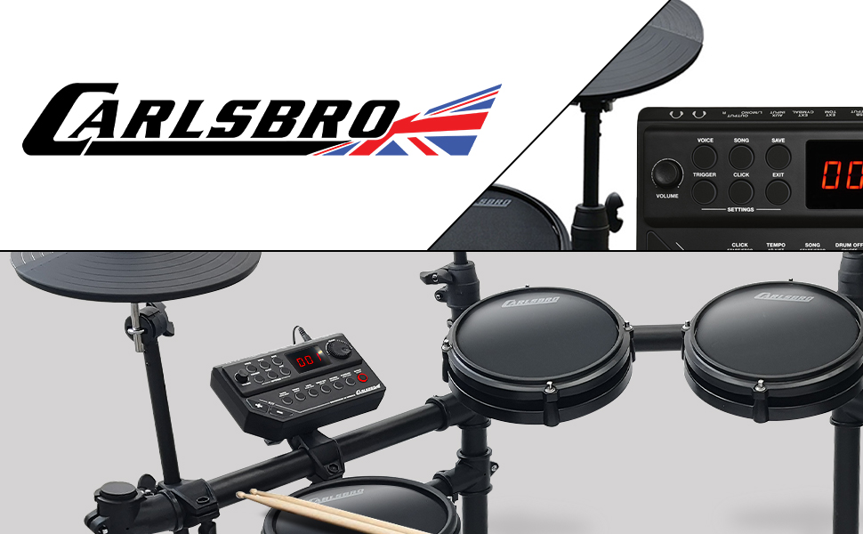 Carlsbro CSD25M 7Piece Electric Mesh Drum Kit Complete Electronic
