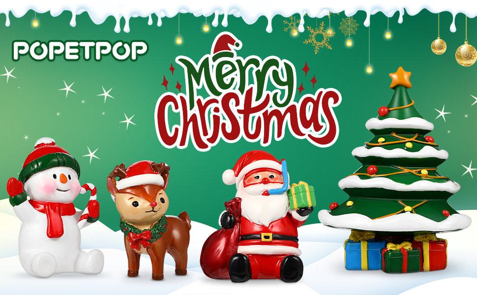 POPETPOP 2Pcs Christmas Aquarium Decorations Resin Fish Tank