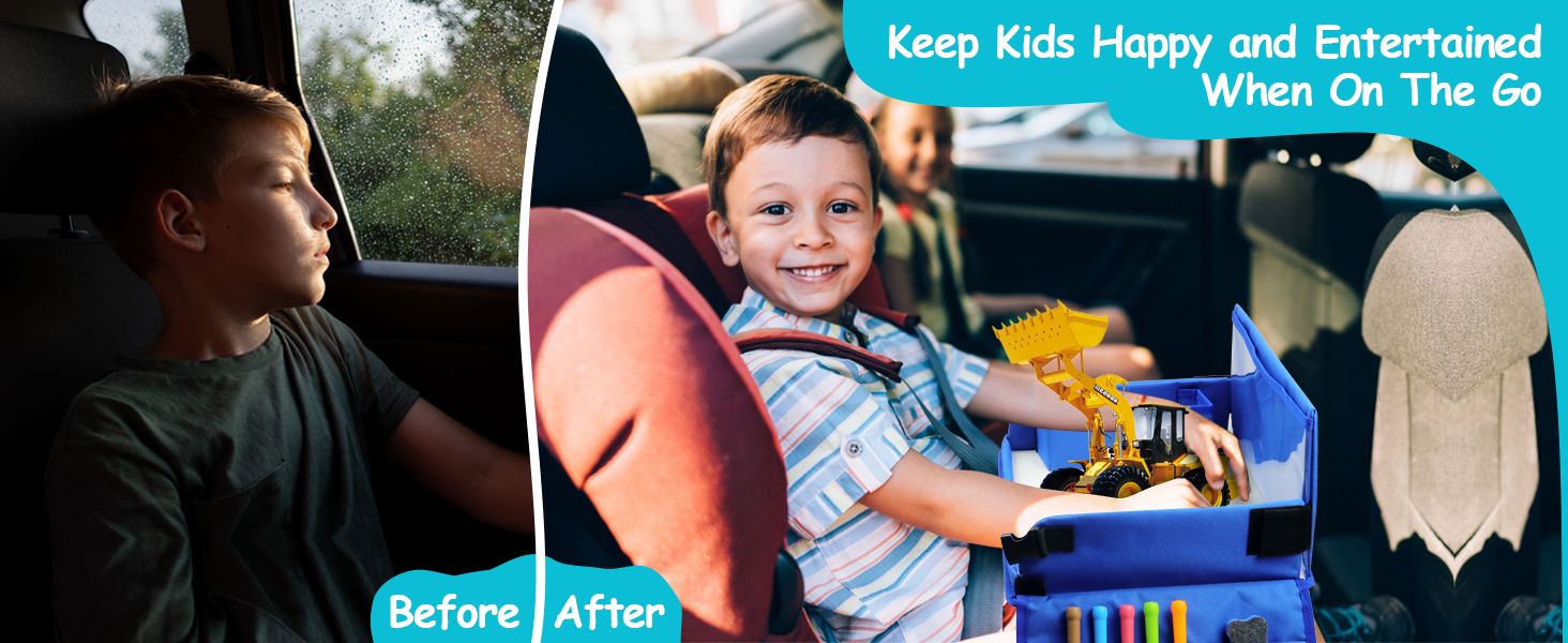 Kids Travel Tray for Toddler Car Seat Lap Tray for Girl Activities with Dry Erase Board & Cup Holder