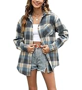 Lumister Oversized Flannel Shirt Women Long Sleeve Plaid Button Buffalo Shirt Blouse Tops with On...