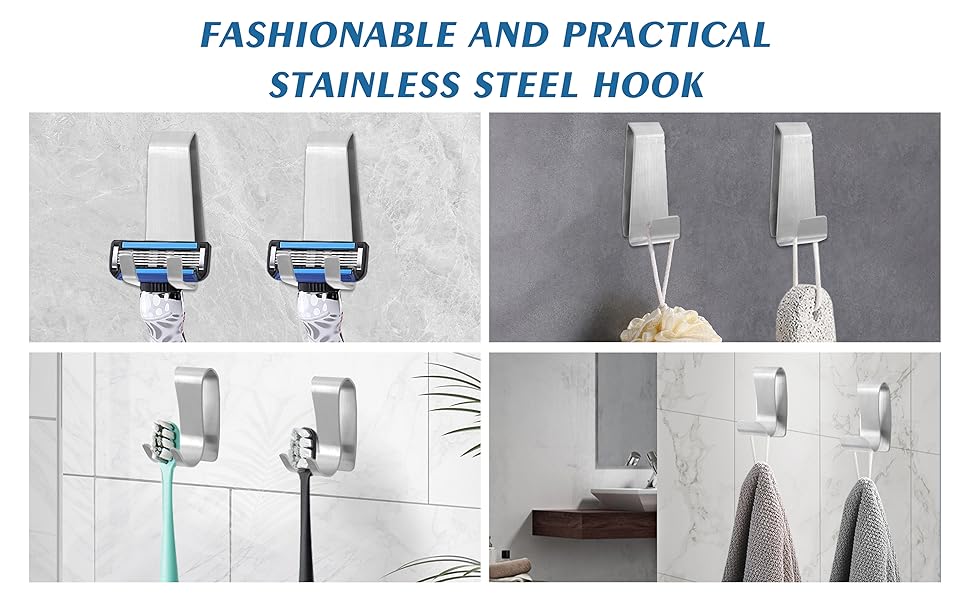 Four Stainless Steel Hooks