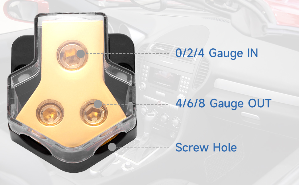 SOWATTO 2 Way Power Distribution Block,0/2/4 Gauge in 4/8