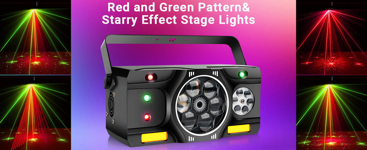 LaluceNatz DJ Stage Party Lights 40W 5IN1 DJ Lights Bee Eye Green&Red Multi