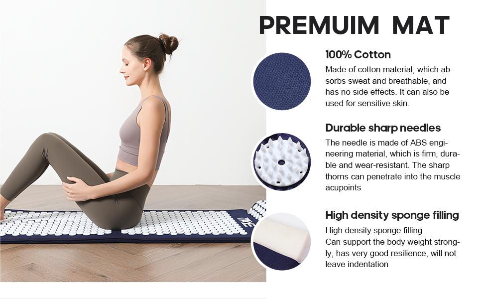 Acupressure Mat and Pillow Set with Bag for Back, Neck