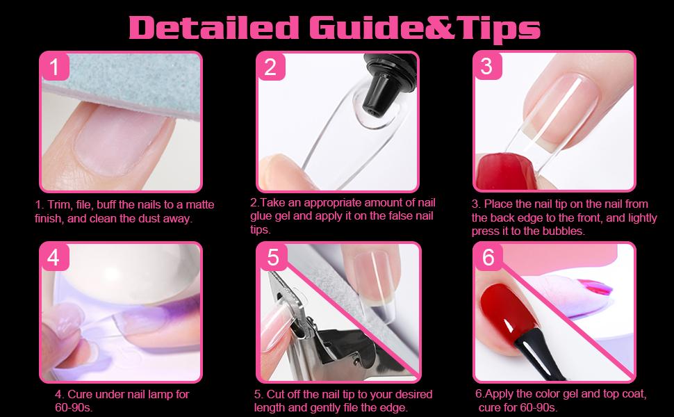 UNA GELLA Short Square Fake Nails 504pcs Short Square Press on Nails