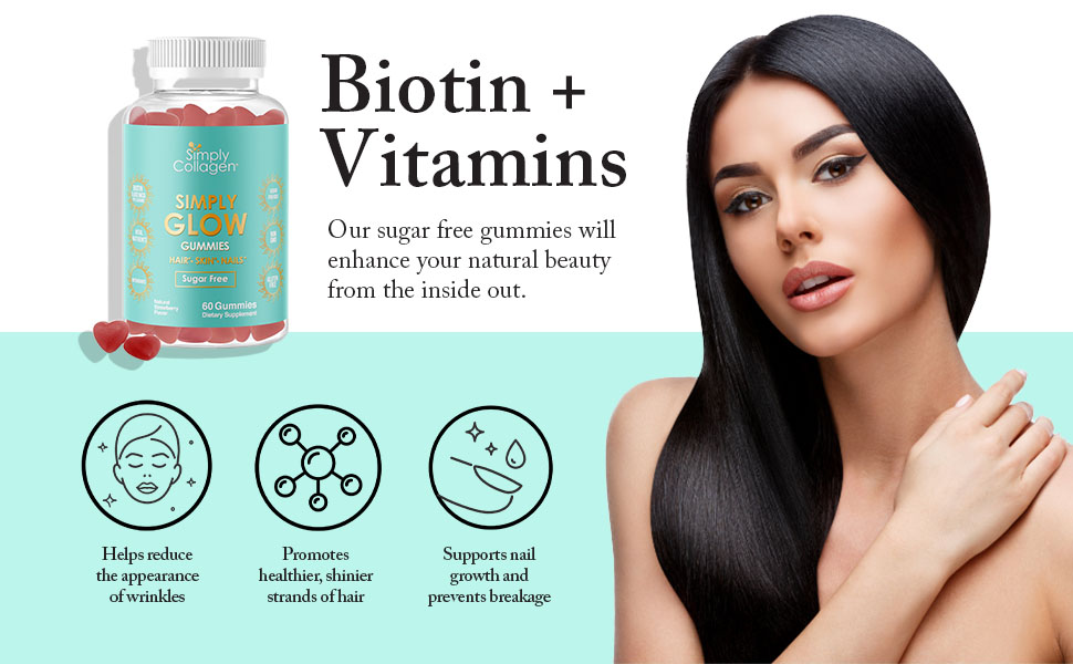 Simply Glow Biotin + Vitamins for healthy skin, hair and nails
