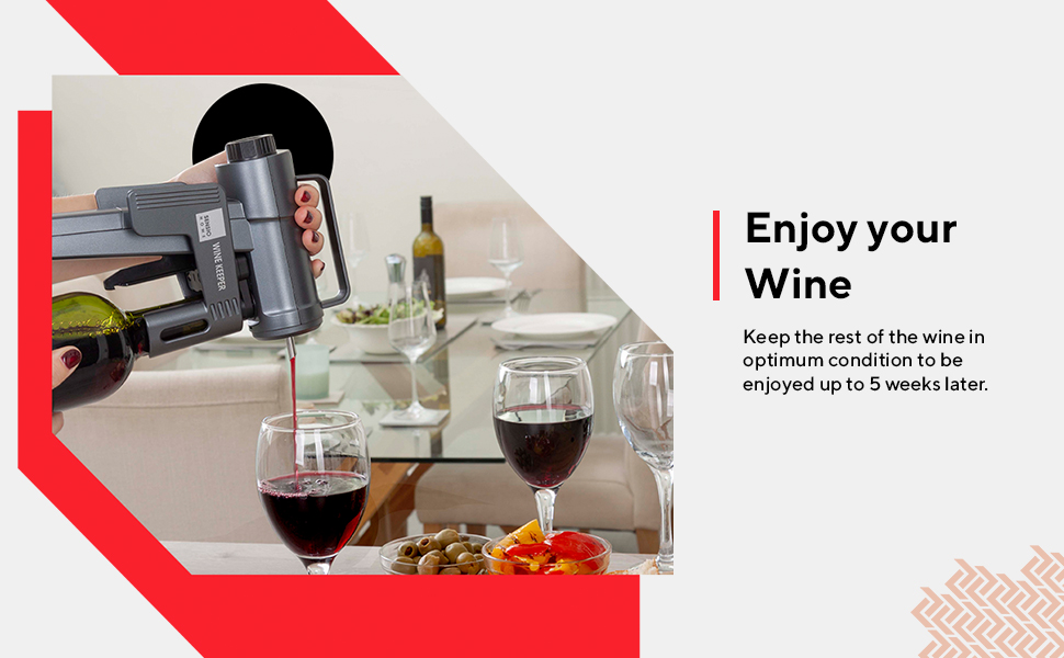SENSIOHOME Sensio Home Wine Keeper Wine Preservation System Keeps Wine Fresh up to 5 Weeks with