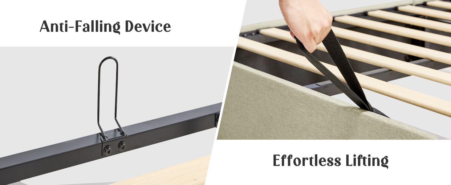 PaPaJet King Size Lift Up Storage Bed Upholstered Platform