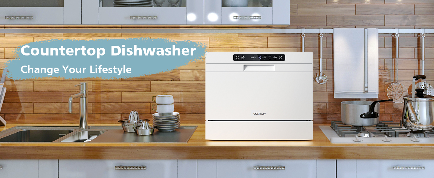 COSTWAY Compact Built-In Countertop Dishwasher