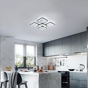 Plafonnier LED Moderne, 75W Lampe De Plafond Design Carré Noir , 6500K Lustres De Salon à Lumière Blanche Froide Éclairage De Plafond Intérieur Pour Chambre à Coucher, Bureau, Cuisine 12 plafonnier LED moderne pour cuisine