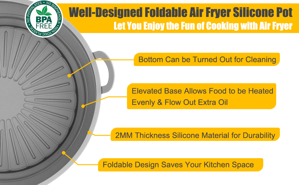 Foldable Air Fryer Silicone Liners for Ninja AF161/AF150AMZ
